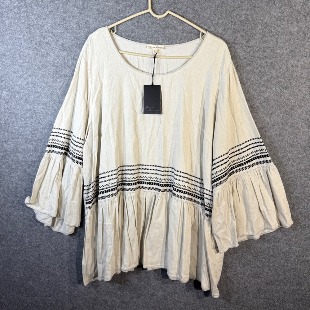 NWT Jane and Delancey Cream Embroidered Bell Sleeve Blouse